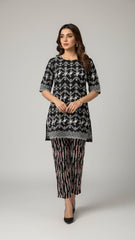 Chikankari Shirt With Printed Trouser 2pc Lawn Suit