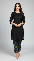 Chikankari Shirt With Printed Trouser 2pc Lawn Suit