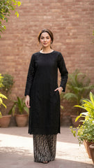 Chikankari Shirt With Printed Trouser 2pc Lawn Suit
