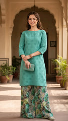 Chikankari Shirt With Printed Trouser 2pc Lawn Suit