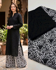 Chikankari Shirt With Printed Trouser 2pc Lawn Suit