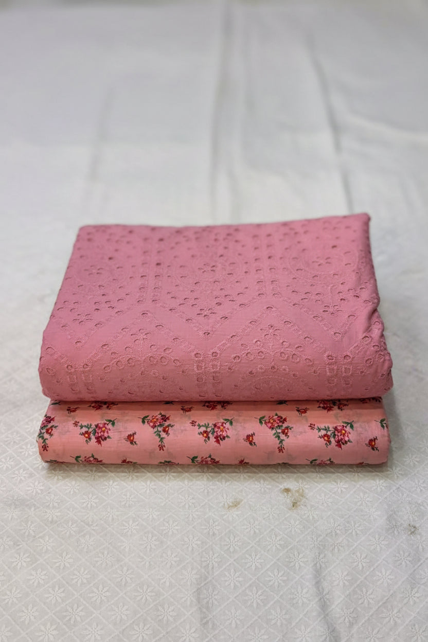 Chikankari Shirt With Printed Trouser 2pc Lawn Suit