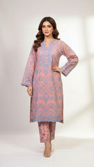 Chikankari Shirt With Printed Trouser 2pc Lawn Suit