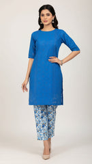 Chikankari Shirt With Printed Trouser 2pc Lawn Suit