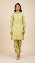 Chikankari Shirt With Printed Trouser 2pc Lawn Suit