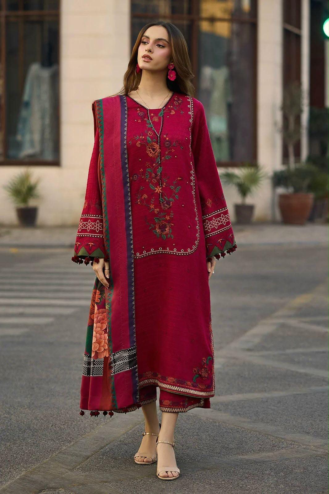 Luxury Embroidered Dhanak 3pc