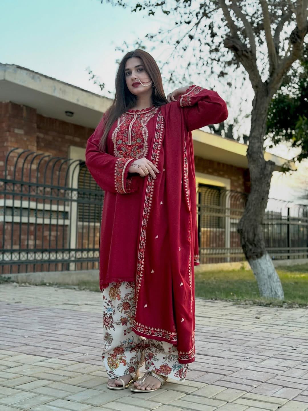 Luxury Embroidered Dhanak 3pc