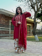 Luxury Embroidered Dhanak 3pc