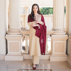 Luxury Embroidered Dhanak 3pc
